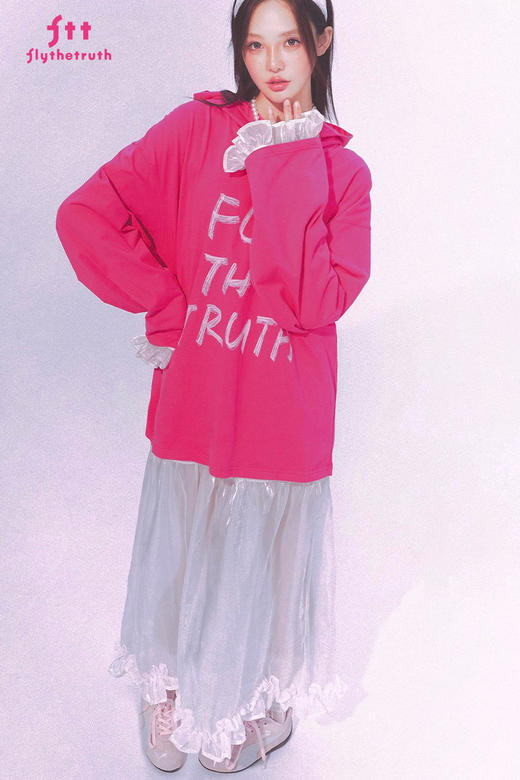 FTT FlyTheTruth『微醺梅子酒』设计感网纱拼接连衣裙女秋T恤裙子 商品图5