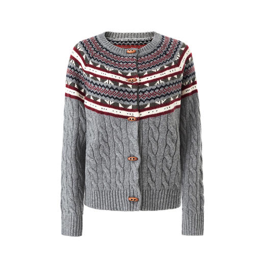 「高货wl」全新升级【铂金会员266/天猫359/差价93】(03859)洛诗琳复古立体织花羊毛开衫2025秋冬加厚针织毛衣外套女 商品图4