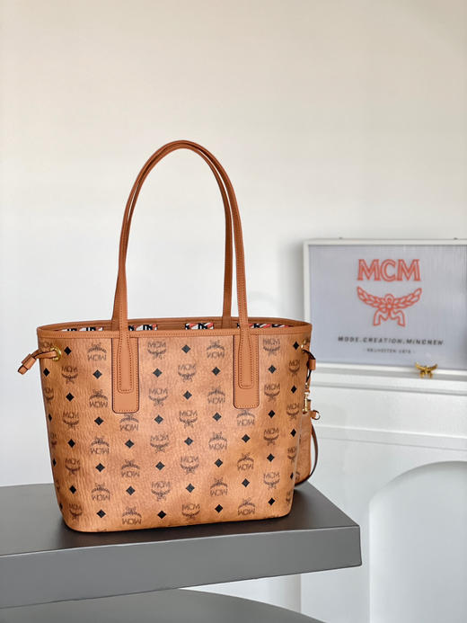 秋冬特惠💰850 原单MCM 原厂皮 小号双面购物袋子母包MWPPDSLR04CO001 经典干邑色 商品图8