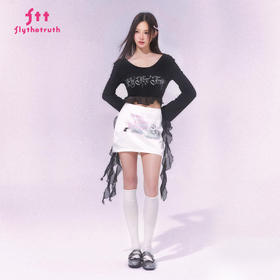 FTT FlyTheTruth『心动加速』哥特风热辣长袖T恤女秋小众飘带上衣