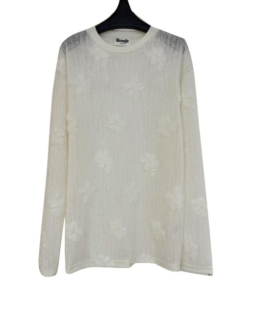 女款微透立体花朵长袖T恤zh 商品图0