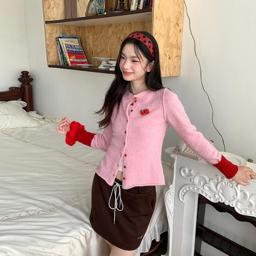 FTT FlyTheTruth『草莓布丁』 毛衣开衫外套秋冬粉色上衣针织衫女 商品图2