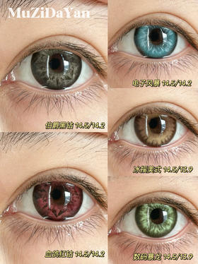 【本店实拍-新品混血六片装】HANCON-日抛大直径美瞳-数码暴龙/电子风暴/伯爵黑钻/鸽血红钻/冰摇美式-直径14.5mm【日抛 0-800度 无525/575】