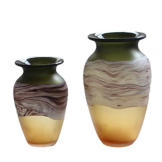 轻奢哑光新中式渐变手作创意琉璃花瓶水培玻璃插花花器客厅摆件 商品图4