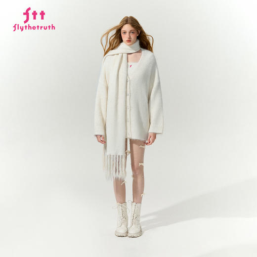 FTT FlyTheTruth『晨曦暖阳』 软糯羊驼毛针织开衫外套女围巾套装 商品图0