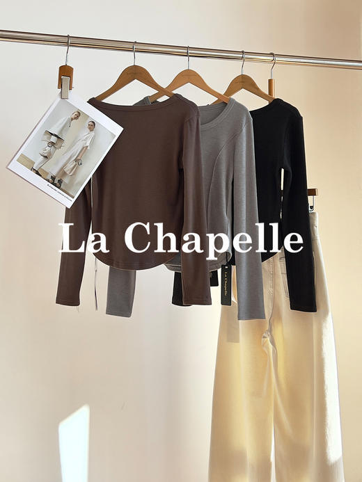 专柜实拍【绵羊毛混纺】拉夏贝尔/La Chapelle德绒打底衫高弹舒适内搭秋冬可外穿弧形下摆高级设计感小众上衣 商品图2
