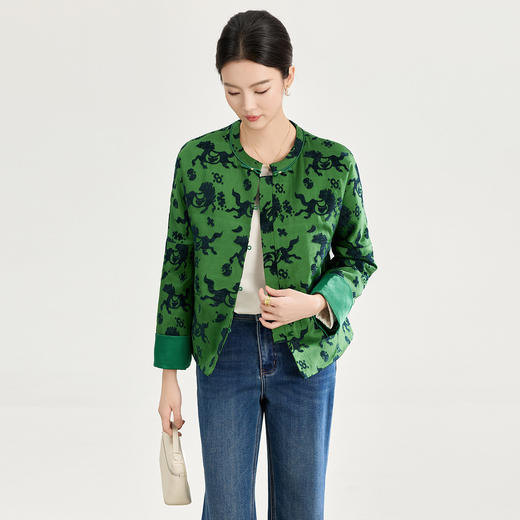 「高货wl」全新升级【铂金会员367/天猫499/差价132】(44216)洛诗琳雪尼尔提花新中式外套2025秋冬气质轻国风夹棉外套 商品图1