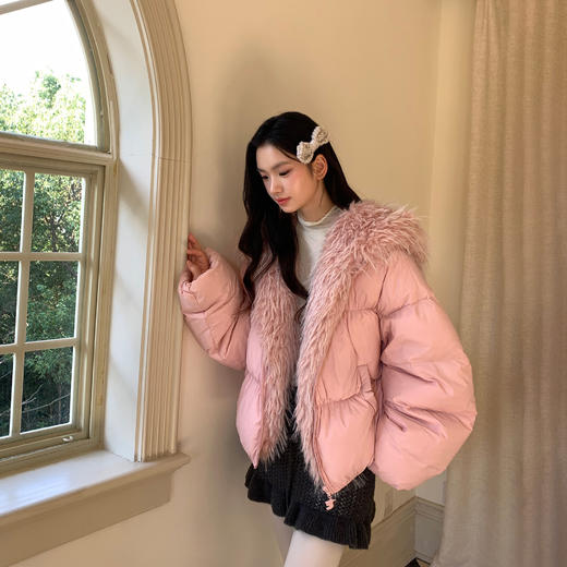 FTT FlyTheTruth『莓果宣言』 气质毛领短款羽绒服女冬保暖面包服 商品图0