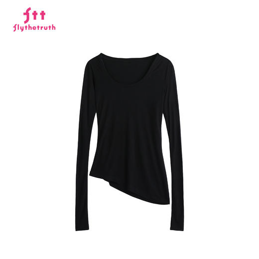 FTT FlyTheTruth『贩卖曲线』简约正肩长袖T恤女秋内搭修身打底衫 商品图3