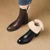 【预售5天】短靴子女保暖加绒新款冬季天雪地靴高粗跟黑棕色羊皮毛一体&699 商品缩略图0