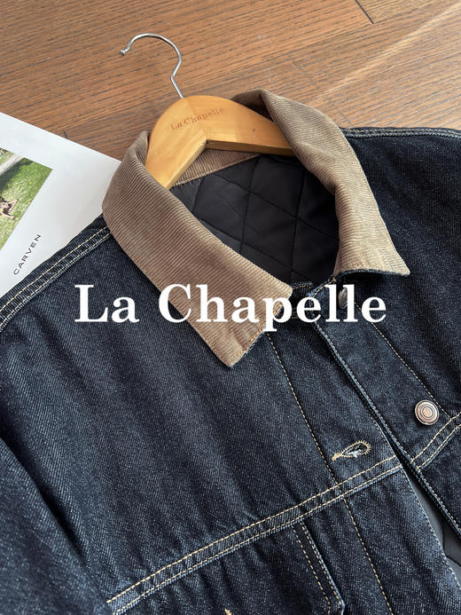 专柜实拍【牛仔夹棉外套】拉夏贝尔/La Chapelle重磅高品质 机洗不跑团！复古撞色灯芯绒保暖棉衣 商品图7