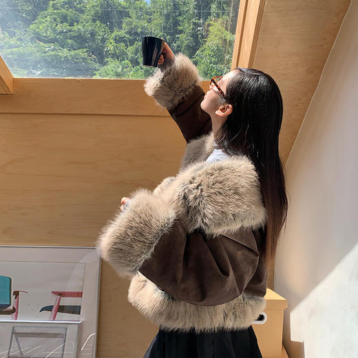 FTT FlyTheTruth『雪原篝火』慵懒气质翻领毛绒外套女冬环保皮草 商品图2