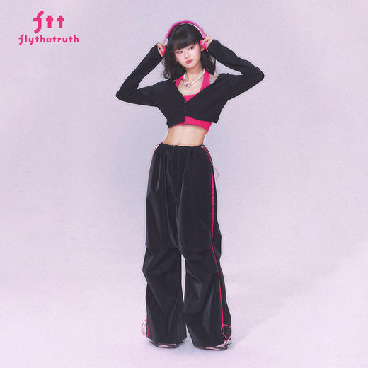 FTT FlyTheTruth『黑粉小烟熏』 美式工装休闲裤女秋直筒阔腿裤子 商品图1
