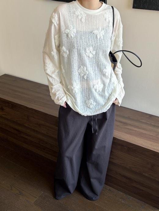 女款微透立体花朵长袖T恤zh 商品图3