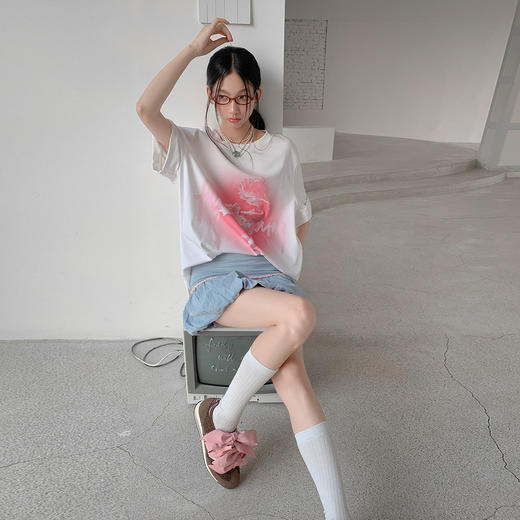 FTT FlyTheTruth『鲤想主义』水墨锦鲤印花短袖T恤女夏季圆领上衣 商品图1