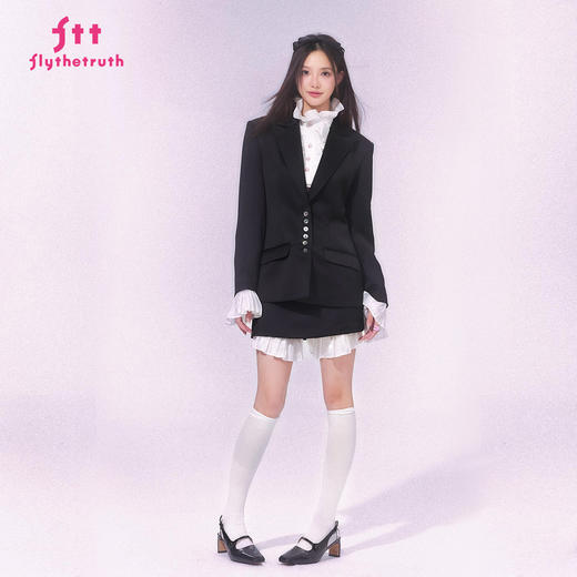 FTT FlyTheTruth『都市叛逆』复古拼接西装半身裙女秋高腰A字短裙 商品图1