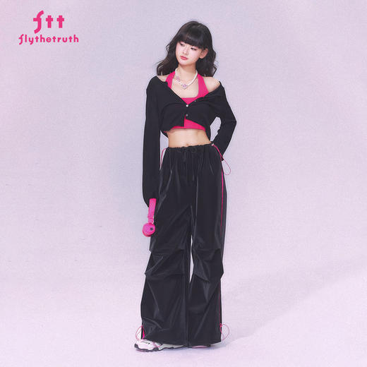 FTT FlyTheTruth『黑粉小烟熏』 美式工装休闲裤女秋直筒阔腿裤子 商品图2