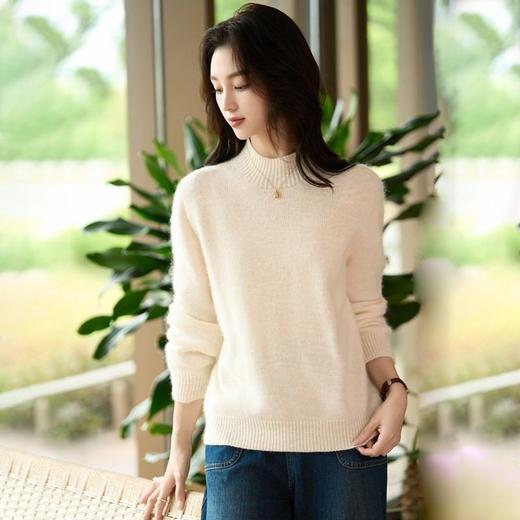 「自」全新升级【铂金会员257/天猫339/差价82】(12541)洛诗琳大肚纱半高领毛衣2025秋冬气质舒适宽松百搭针织上衣 商品图1