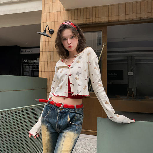 FTT FlyTheTruth『糯感麻薯』 甜美木耳边针织开衫短外套女秋上衣 商品图0