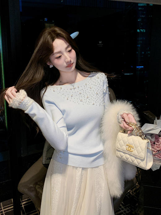 张心子【女神降临】珍珠钉珠针织上衣 U2601018 商品图9