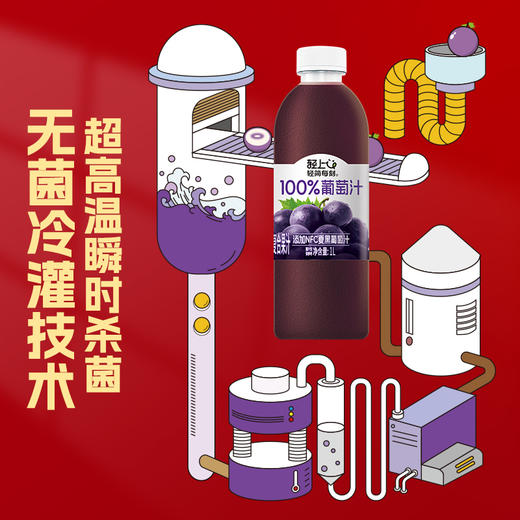 轻上 多口味NFC果汁1L*2瓶 果汁葡萄汁芒果汁苹果汁 纯净配方安心喝 5天内发货 商品图4