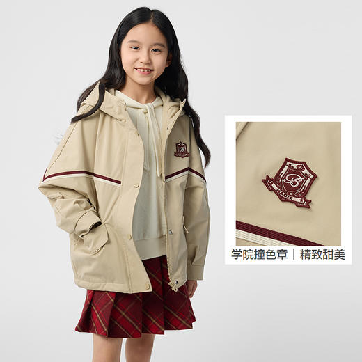 巴拉巴拉童装女童外套儿童上衣春装加绒连帽便服时尚宽松学院风 商品图3