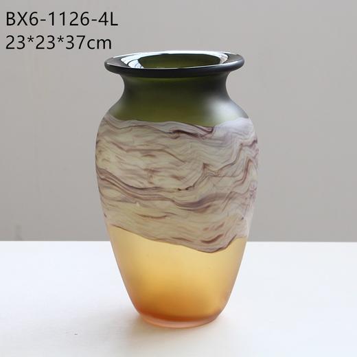 轻奢哑光新中式渐变手作创意琉璃花瓶水培玻璃插花花器客厅摆件 商品图5