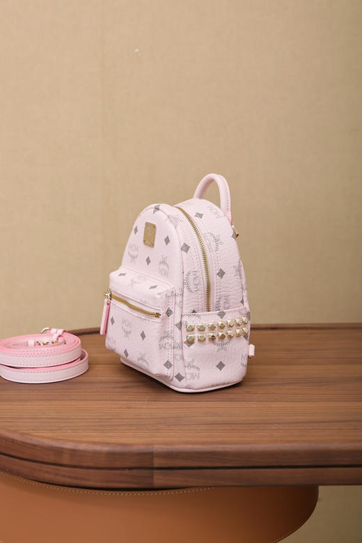 秋冬特惠💰800 原单MCM 原厂皮 轻雾粉X-Mini背包MMK6SVE92CO001 老花满印 商品图4