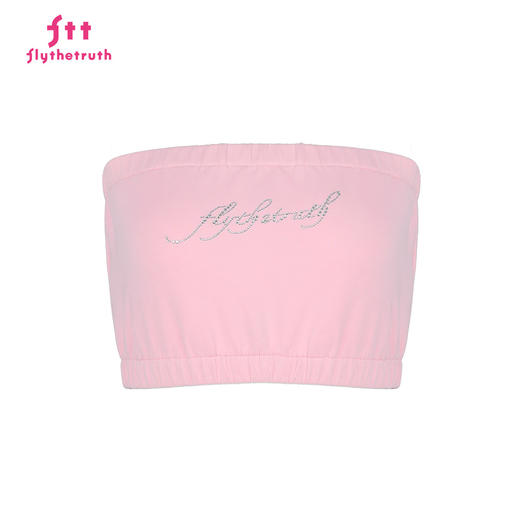 FTT FlyTheTruth『行走荷尔蒙』 辣妹烫钻抹胸女秋无肩带无袖上衣 商品图3