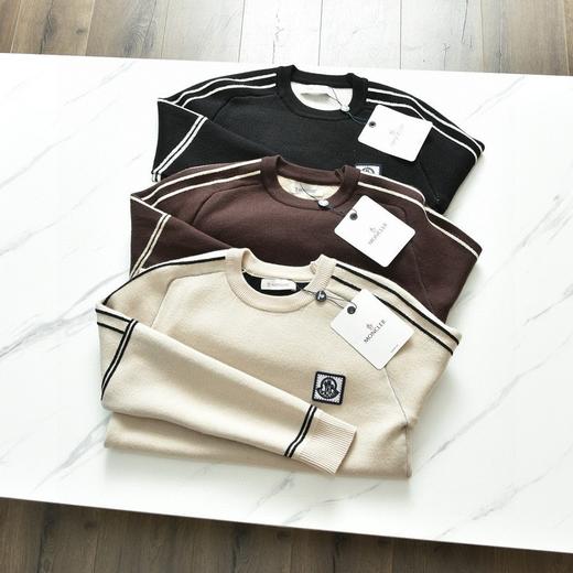 蒙口2025秋冬季男士加绒加厚纯色圆领针织毛衣 商品图0