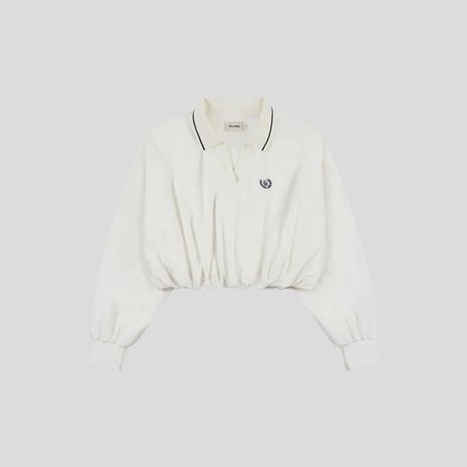 GOODBAI新款刺绣logo翻领短款收腰长袖衬衫女 商品图1