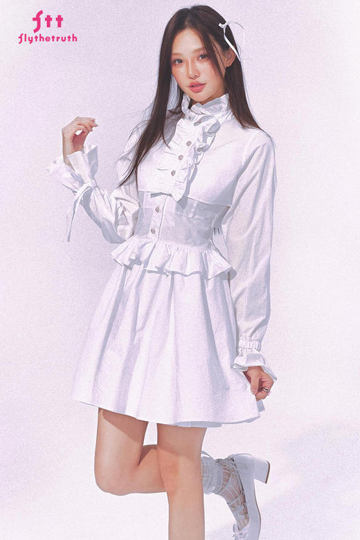 FTT FlyTheTruth『心动谜题』 法式荷叶边衬衫女秋小众立领短衬衣 商品图5