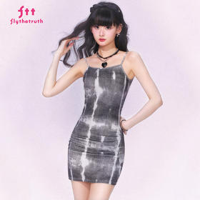 FTT FlyTheTruth『氛围海盐』 辣妹扎染吊带连衣裙夏露背修身短裙