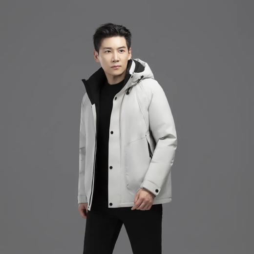 高档冲锋衣羽绒服男士多巴胺冬季新款连帽短款纯色简约防寒服美式 商品图2