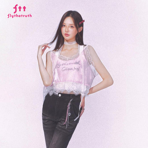 FTT Flythetruth『夏日预告』 甜酷辣妹蕾丝吊带背心夏季外穿罩衫 商品图0