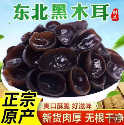 【大鹏】东北长白山椴木秋木耳 无根无沙 1袋 500g