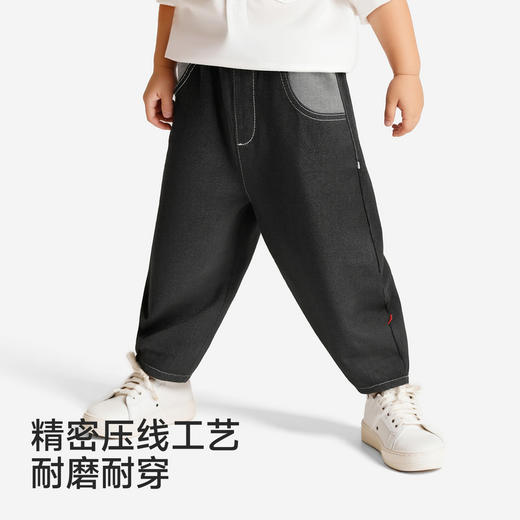 【商场同款】英氏儿童裤子男童长裤春夏黑色牛仔裤百搭新款休闲裤 商品图2