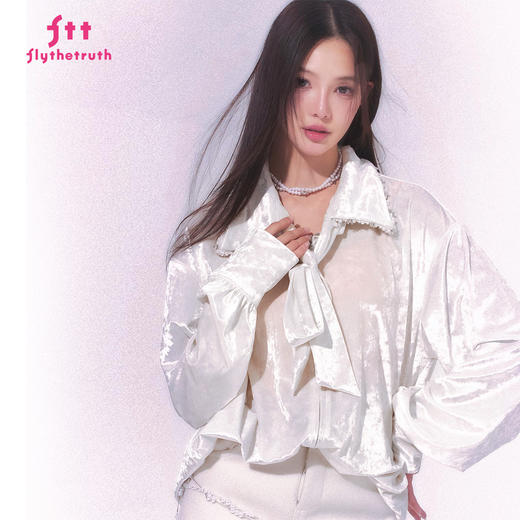 FTT FlyTheTruth『杜乐丽花园』 新中式丝绒衬衫女秋季小香风衬衣 商品图0