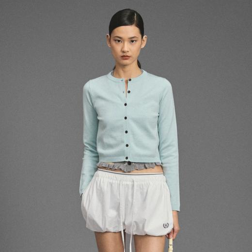 GOODBAI新款刺绣logo圆领修身时尚针织开衫上衣女 商品图0