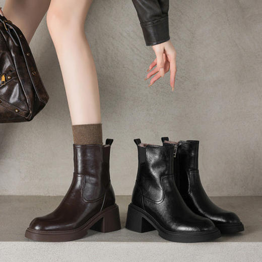 【预售5天】羊羔毛马丁雪地靴女真皮棉鞋新款冬季加绒厚毛保暖短靴&72-303 商品图2