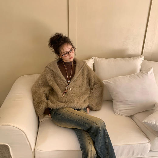 FTT FlyTheTruth『古早腔调』 韩系休闲毛毛外套女秋冬季宽松外套 商品图3