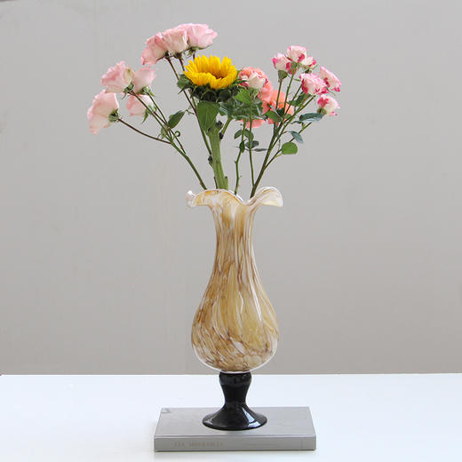 碧轩复古高脚风灯花边口水养花器家用花瓶轻奢高级感客厅装饰品 商品图1