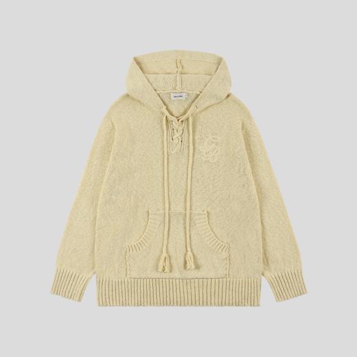 GOODBAI新款抽绳镂空oversize连帽套头长袖针织衫女 商品图3