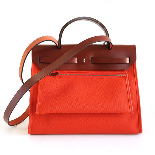 【95新】Hermes爱马仕红色拼色herbag 31手提单肩包女士261225HS04 商品图5