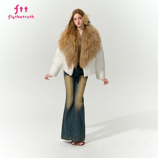 FTT FlyTheTruth『棉花糖』 羊毛领鹅绒羽绒服女冬季加绒加厚外套 商品图0