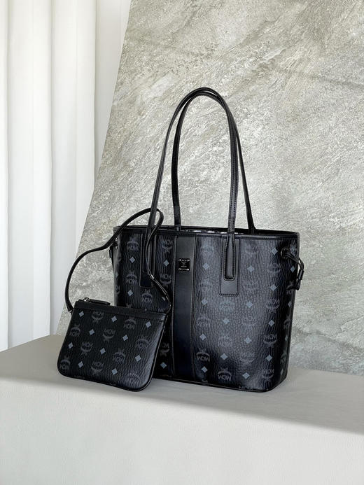 秋冬特惠💰850 原单MCM 原厂皮 小号双面购物袋子母包MWPPDSLR04CO001 经典黑色 商品图0