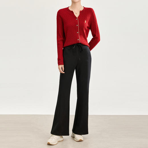 「自」全新升级【铂金会员247/天猫329/差价82】(01753)洛诗琳四面弹棉混纺长裤2025秋冬修身松紧腰休闲喇叭裤女 商品图1