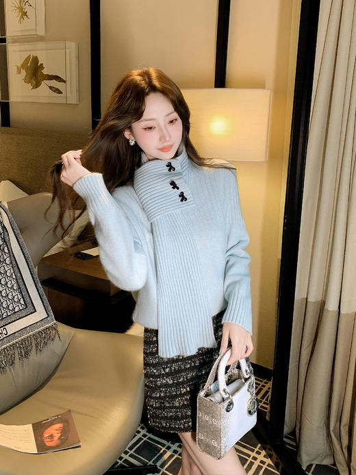 张心子【心动旋律】高腰遮胯显瘦小香风半身裙 U2601026 商品图2