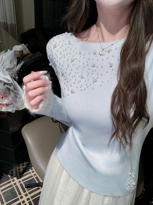张心子【女神降临】珍珠钉珠针织上衣 U2601018 商品图8