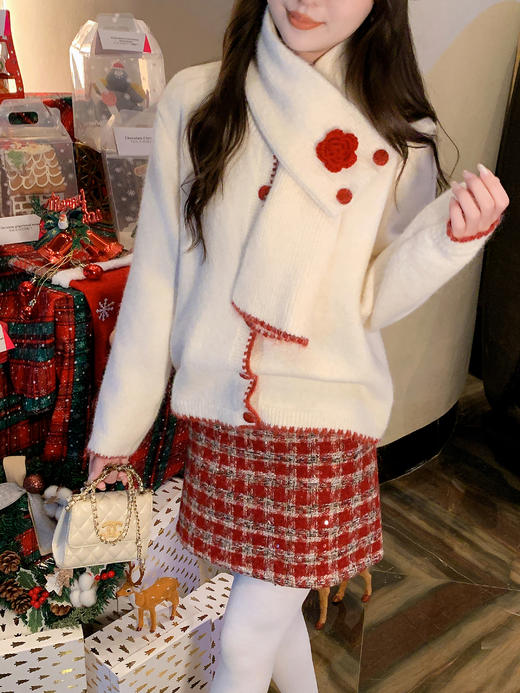 张心子【时髦百搭】节日氛围感格纹呢子半身裙 U2601025 商品图13